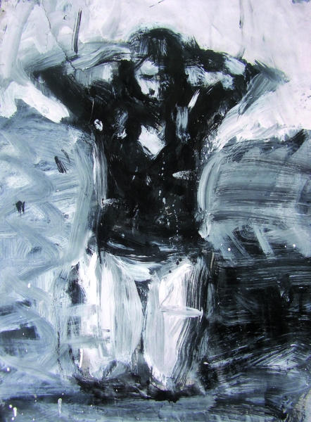 Rebecca Kneeling Original Painting Portrait Made With Ink And Acrylic